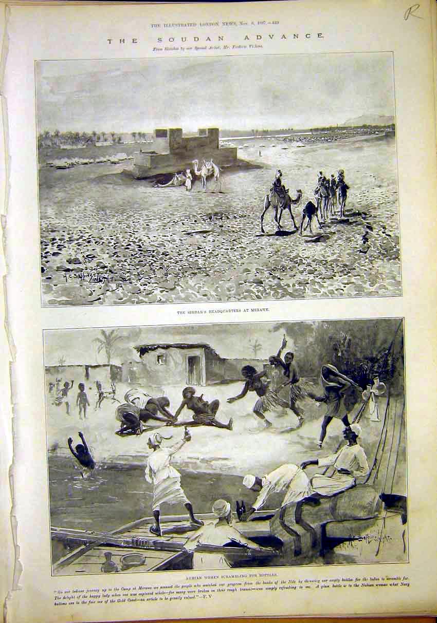 Old Antique Print Soudan Advance Sirdar Newmarket Race Horse Comfrey 1897 19th