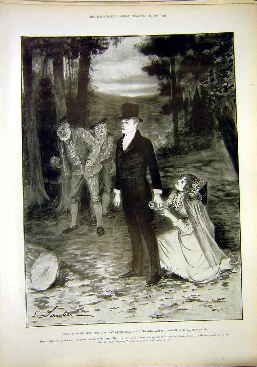 Original Old Antique Print Little Minister Sketch Play Haymarket Theatre 1897