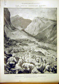 Old Antique Print Indian Frontier Scottish Troops Chagru Kotal Blood 1897 19th