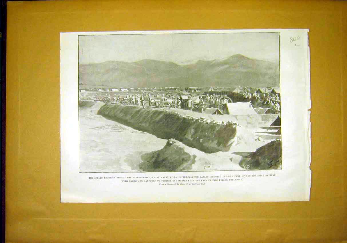 Antique Old Antique Print India Frontier Mayat Killa Mamund Valley War Sier 00LMAA1