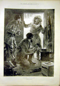 Original Old Antique Print Christmas Klondike Sketch Overend 1897 19th