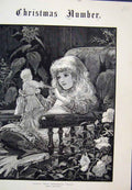 Original Old Antique Print Girl Dolly Isn'T Christmas Jolly Ludlow