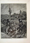 Original Old Antique Print Christmas Day The Battlefield Woodville 1895 19th