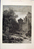 Original Old Antique Print The Haunted Tower Sketch S Read
