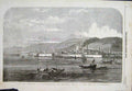 Original Old Antique Print Fortress Silistria Town Boats 1854 19th