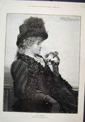 Original Old Antique Print Una Toccata C Phillot Lady Music Grsp 1883 Victorian