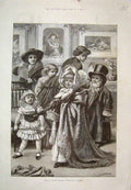 Original Old Antique Print Dressing For The Charade Walker 1885 19th