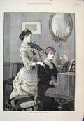 Original Old Antique Print Music Melting Mystic Lay Shepherd Violin 1883 19th