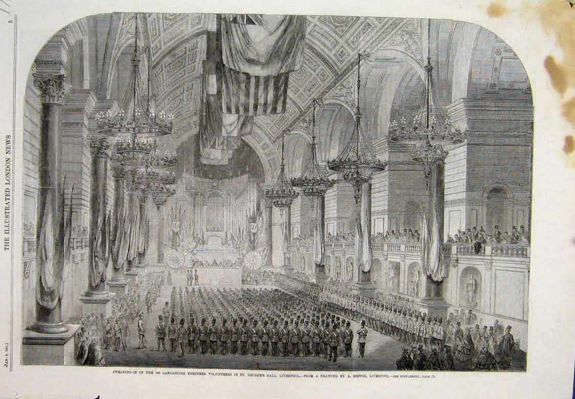 Original Old Antique Print George Hall Liverpool1St Lancashire Vol 1861