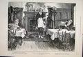 Original Old Antique Print Grumpy Bachelors Christmas Barnard 1889 Victorian
