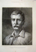 Original Old Antique Print H M Stanley1St Govenor Free State Congo 1885