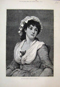 Original Old Antique Print The Vicars Daughter Girl Rose G D Leslie 1878 19th