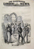Original Old Antique Print Causeway Gate Souakim Red Sea Naval 1884 Victorian