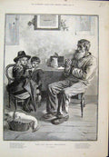 Original Old Antique Print Goose Present From Squire Boy Girl Rainey