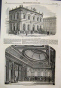 Original Old Antique Print National Bank Glasgow John Gibson Architect 1849 19th