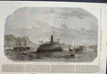 Original Old Antique Print French Iron Clad Ram Taurean Toulon 1866 Victorian