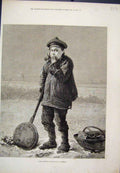 Original Old Antique Print Home Comforts Snow Bedpan Wine Food 1875 Victorian