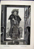 Original Old Antique Print The Lady Returns To The Home Woodville 1886 Victorian