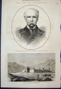 Original Old Antique Print Candahar Donald Martin Stewart Kapiyanga 1879 Sketch