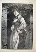 Original Old Antique Print Irish Girl St Patricks Day Colleen 1892 Fine Art 19th