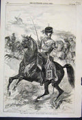Original Old Antique Print French Imperial Guard Horse Artillery 1856 Victorian