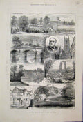 Original Old Antique Print Views Derby Show Raddon Hall Dale Abbey 1881 19th