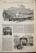 Original Old Antique Print Gramar School Ipswich Prince Albert Laying Stone 1851