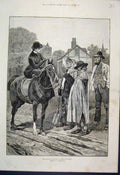 Original Old Antique Print General Election Lady Canvasser Politics 1886 19th