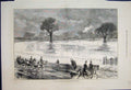 Original Old Antique Print Floods Eton College From Datchet Road Horses 1877