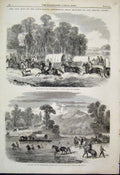 Original Old Antique Print Civil Wars Last Days Crossing Pe-Hee River 1865 19th