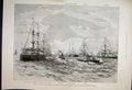 Original Old Antique Print Italian Squadron Spithead Prince Wales Flotilla 1895