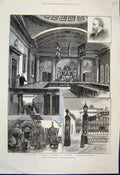 Original Old Antique Print London City Salters Company St Swithins Lane 1884