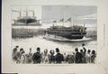 Original Old Antique Print Launch Emperor Russia Yacht Livadia Galsgow 1880 19th