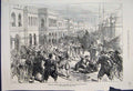 Original Old Antique Print Street Riot Turks Gendarmes Christian Sketch 1876