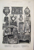 Original Old Antique Print Hamilton Palace Sale Furniture Clocks Bed 1882 19th