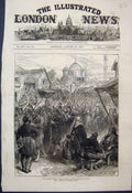 Old Antique Print Eastern Crisis Turkish Troops Pass Stamboul Sketch 1877 19th