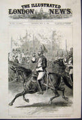 Original Old Antique Print Prince Wales HousehBrigade Queen Winsor Park 1880