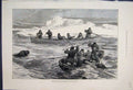 Original Old Antique Print Pandora Artic Expedition Walrus Shooting 1877 19th