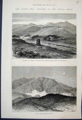Original Old Antique Print 1879 Afghan War Lala Cheena Khyber River Sketches