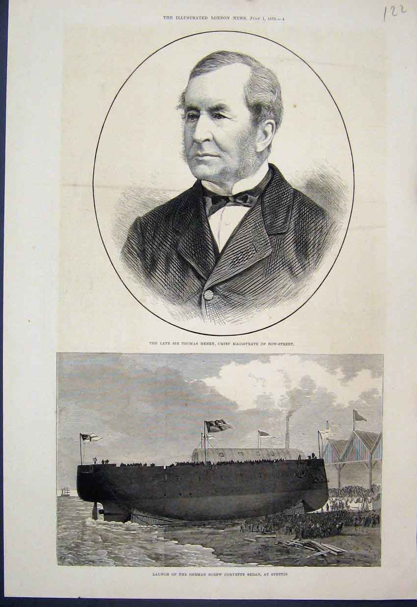 Old Antique Print 1876 Thomas Henry Magistrate Bow Street Corvette Sedan 19th