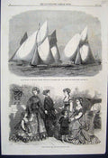Original Old Antique Print 1867 Royal Thames Yacht Club Match Paris Fashion 19th