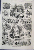 Original Old Antique Print 1876 Christmas Ideal Real Rich Poor Furniss Sketches