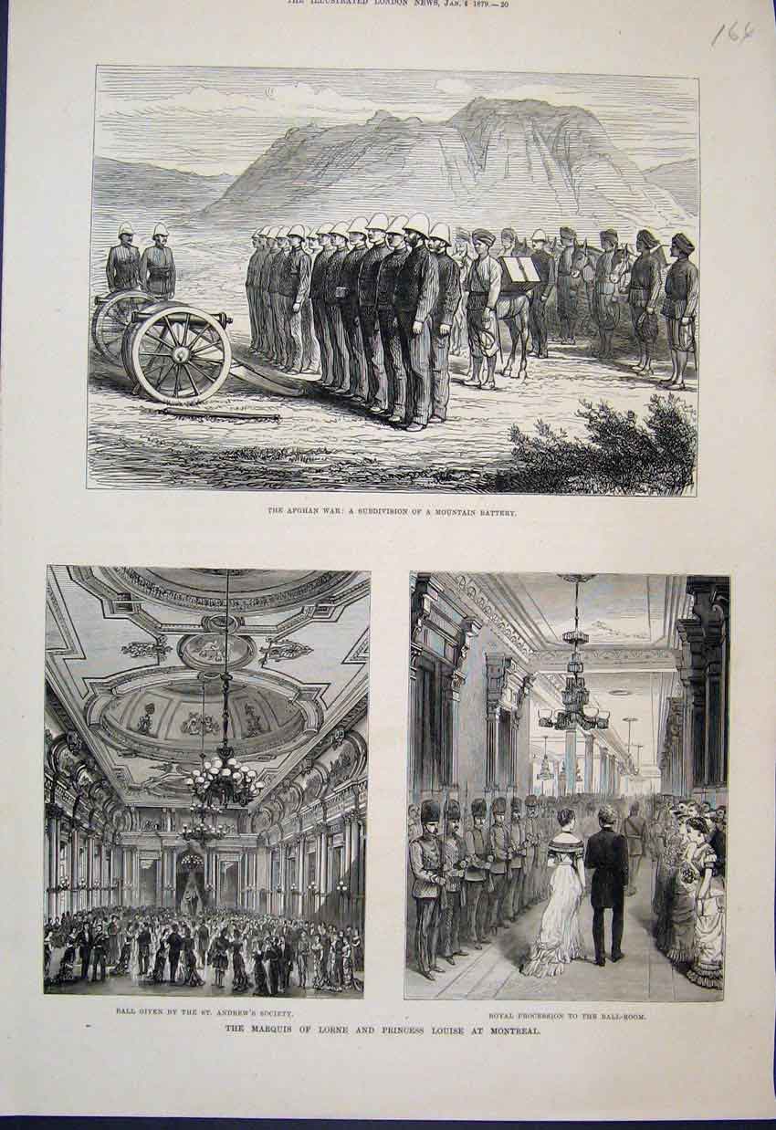 Original Old Antique Print 1879 Marquis Lorne Montreal St Andrew Society Ball