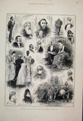Original Old Antique Print 1882 Sketches Lord Mayor London Ball Guilford Hall