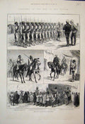 Original Old Antique Print 1884 Recruiting For Soudan War English Officers 19th