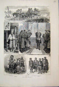 Original Old Antique Print 1882 Russia Imperial Courier Shoemaker Recruits 19th