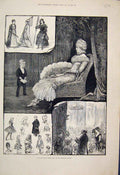 Original Old Antique Print 1884 Juvenile Fancy Dress Ball Mansion House Sketches