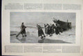 Original Old Antique Print 1888 Toilers Sea Women Fishing Boats 19th