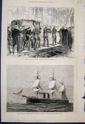 Original Old Antique Print 1879 Funeral Lord Lawrence Hms Bacchante Princes Trip