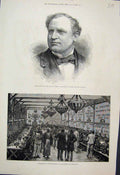 Original Old Antique Print 1883 Earl Derby Christmas Day Troops Port Said 19th